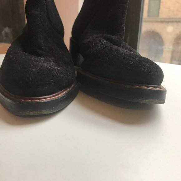 COACH Bowery Chelsea Boot with Cut Out Tea Rose in Black Suede Leather - Picture 6 of 7